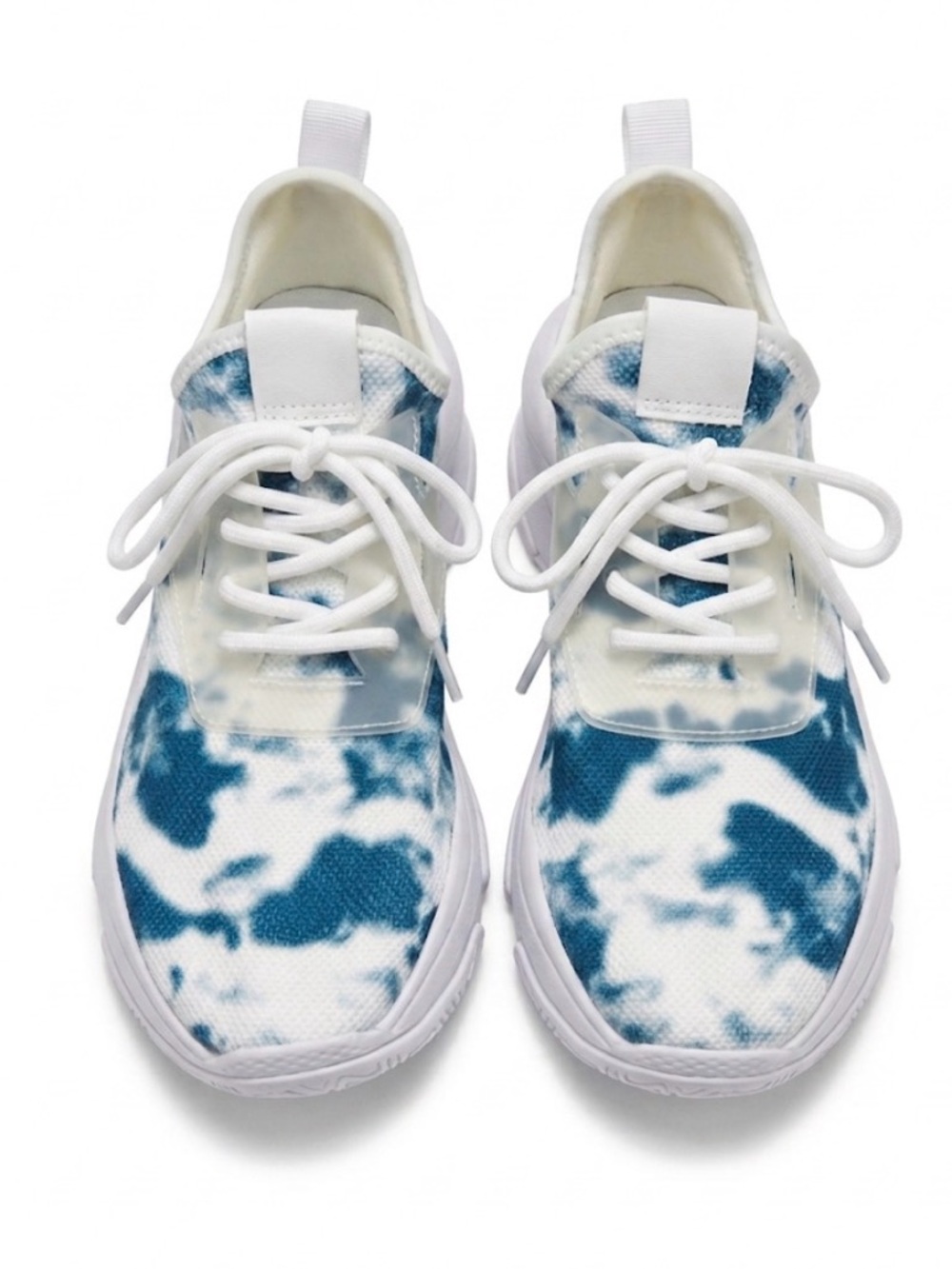 Forever 21 White and Blue Tie-Dye Knit Sneakers